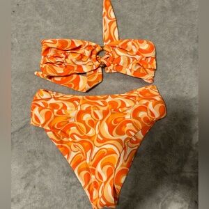 Kulani Kinis Orange Swirl Bandeau Bikini
